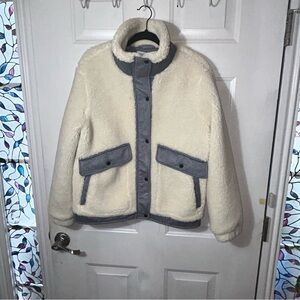 Modern Supply by Sanctuary women’s Cream and Gray Bomber Jacket NWOT